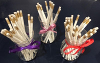 Lovely clear, nearly unbreakable pencil vases are available and hold 1-3 dozen full-length pencils. Shown here in clear color Lovely clear, nearly unbreakable pencil vases are available and hold 1-3 dozen full-length pencils. Shown here in clear color