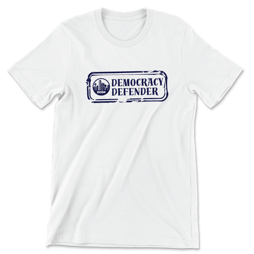 Democracy Defender Stamp (Unisex White Tee)