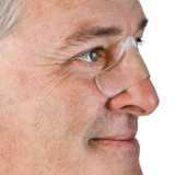 Close-up of man wearing ResMed Gecko Nasal Pad