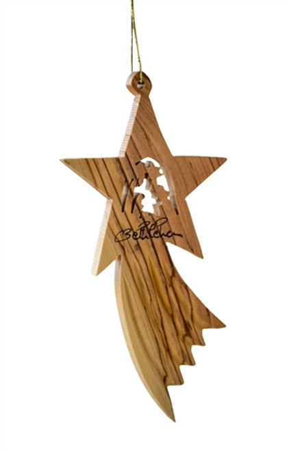 hand-crafted olive wood Christmas ornament made in Bethlehem