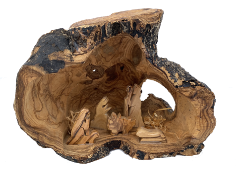 E40 - Cave grotto from root of tree with silhouette figures - 9" x 5"
