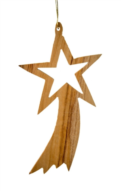 hand-crafted olive wood Christmas ornament made in Bethlehem