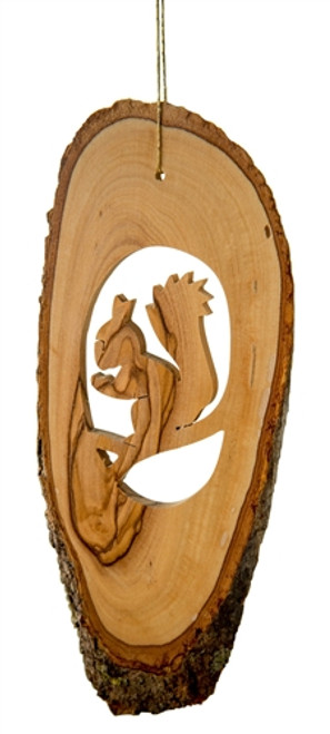 hand-crafted olive wood Christmas ornament made in Bethlehem