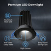 2" Round LED Regressed Downlight, 12W, 1000 lm, 5CCT, CRI>90, Black