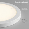 12" Round LED Slim Surface Mount Downlight – 24W, 1500 Lumens, 5CCT Adjustable, CRI 90+, Dimmable, Wet Rated, White Finish