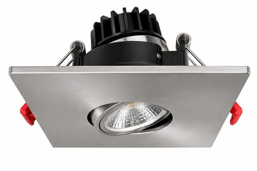 3" Square LED Module Gimbal Recessed Downlight, 8W, 650 Lumens, 5CCT Adjustable (2700K, 3000K, 3500K, 4000K, 5000K), CRI>90, Dimmable, Wet Location, 4" BN Changeable Trim
