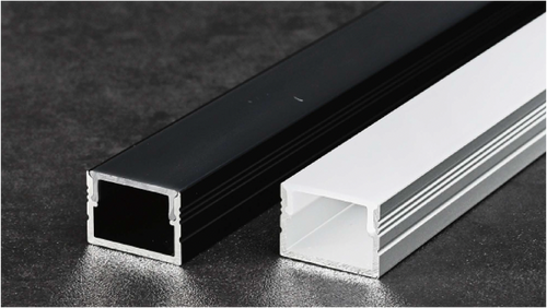 1710 Anodized Aluminum Profile with White Milky Diffuser, 17mm Width x 10mm Height x 3048mm Length, Flangeless Design