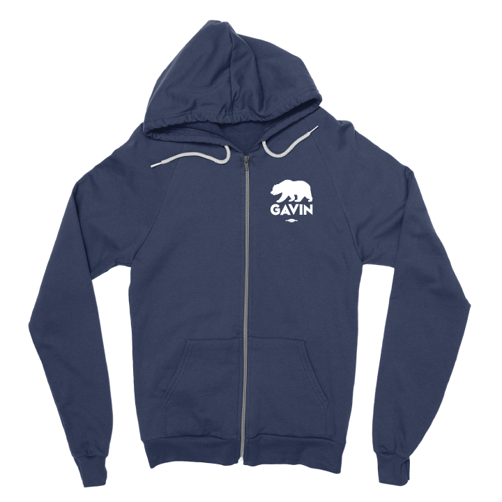 Gavin Bear (Navy Zipper Hoodie) - Gavin Newsom For Governor Webstore