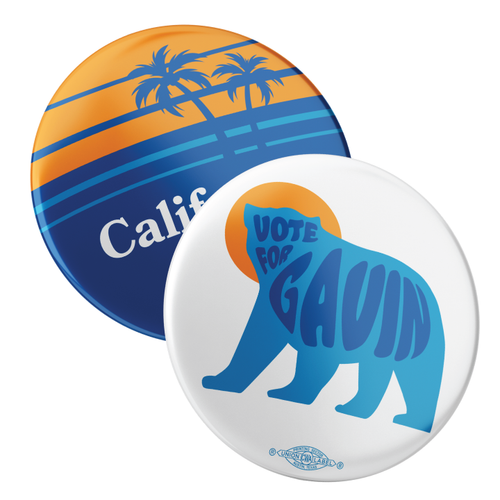 Retro Bear - California For All Combo (2.25" Pin-Back Button -- Pack Of Two!)