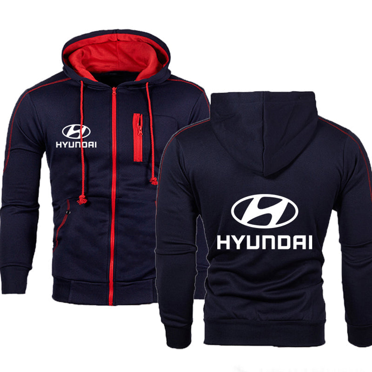 Hyundai Casual Hoodie Jacket Zip Track Suit Cotton Racing Sportswear
