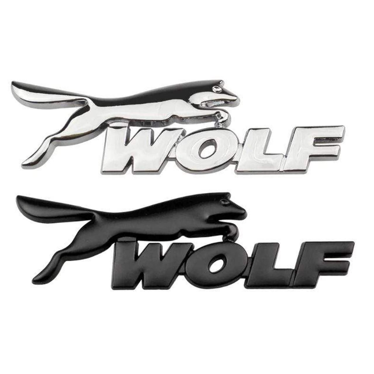 Wolf Letters Auto Emblem Sticker Univercal Car Decal Silver / Black