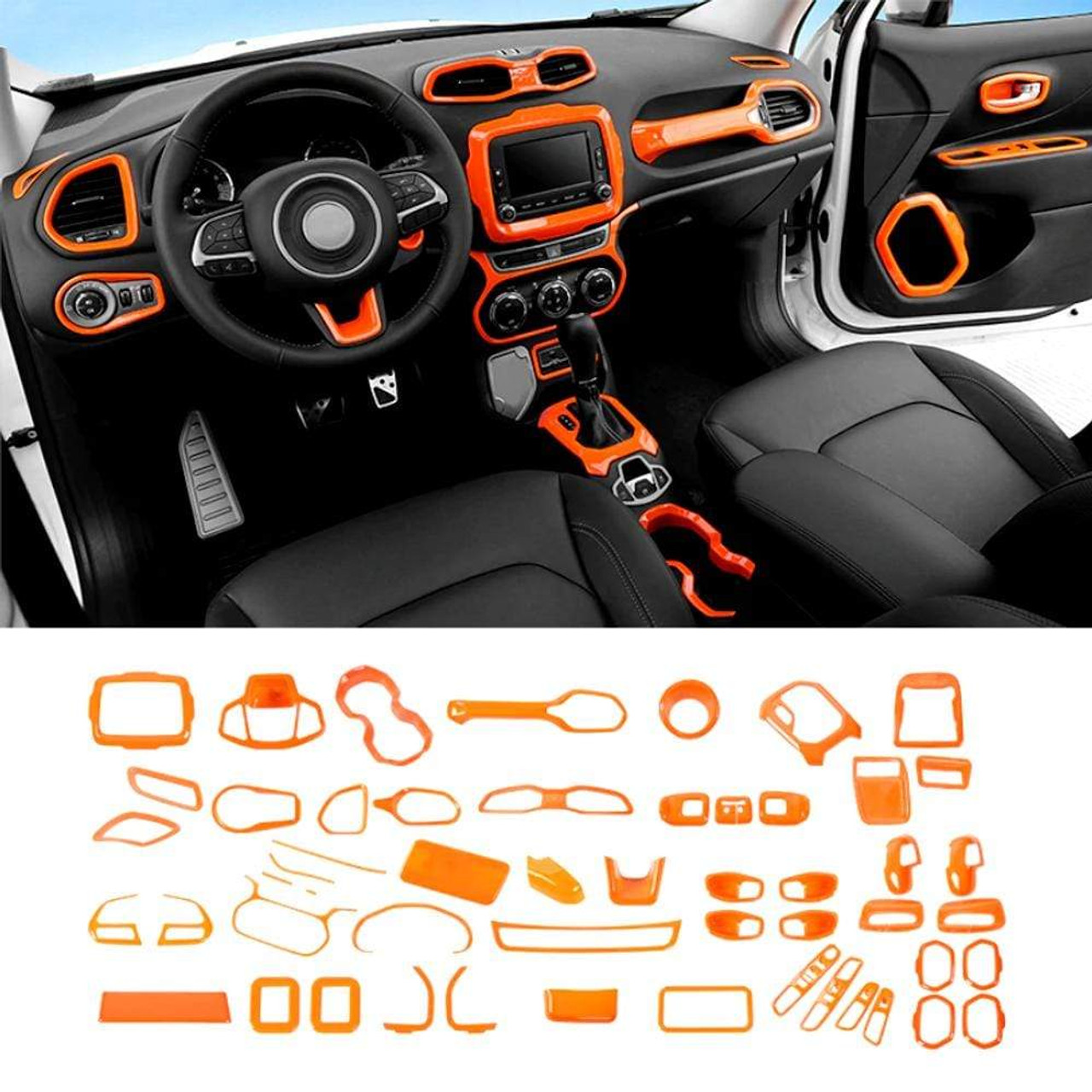 Acheter Autocollants de décoration de volant de voiture ABS, pour Jeep  Renegade 2015 + pour Jeep Compass 2017 + intérieur de voiture