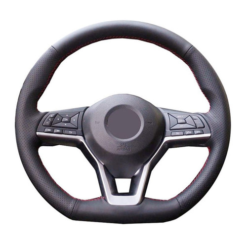 Nissan X-Trail, Qashqai, Rogue Sport Steering Wheel Cover Black Thread / Black