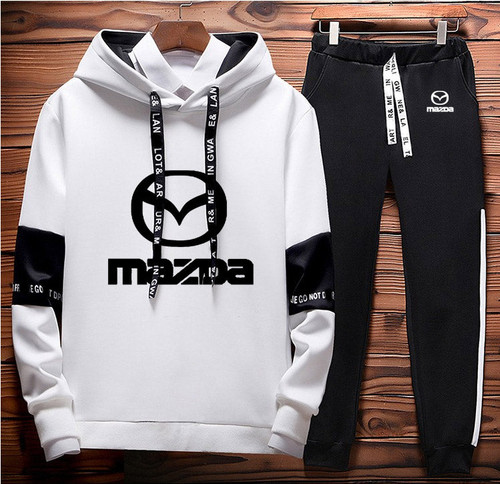 2020 new Hoodies Men Mazda car logo printing Casual Harajuku Hooded Fleece zipper Jacket Sweatshirt Sweatpants Suit 2pcs|Men&#39;s Sets|