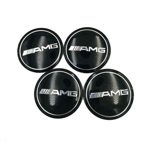 4pcs 56.5mm AMG Wheel Hub Stickers for Mercedes-Benz - Black