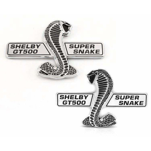 2pcs Silver Cobra Shelby GT500 Super Snake Emblem for Ford