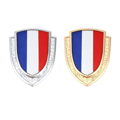 Car France Flag Shield Emblem Sticker
