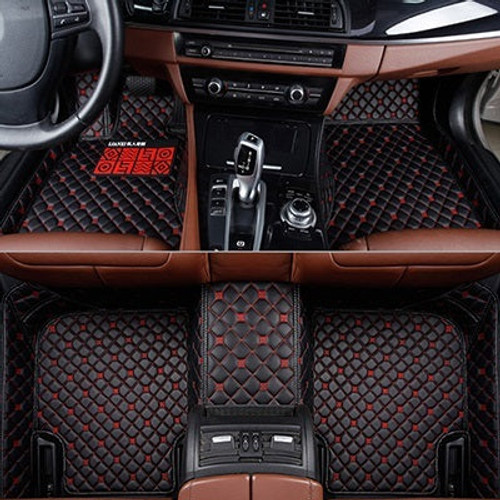 BYD Patterned Car Floor Mats Black and red line