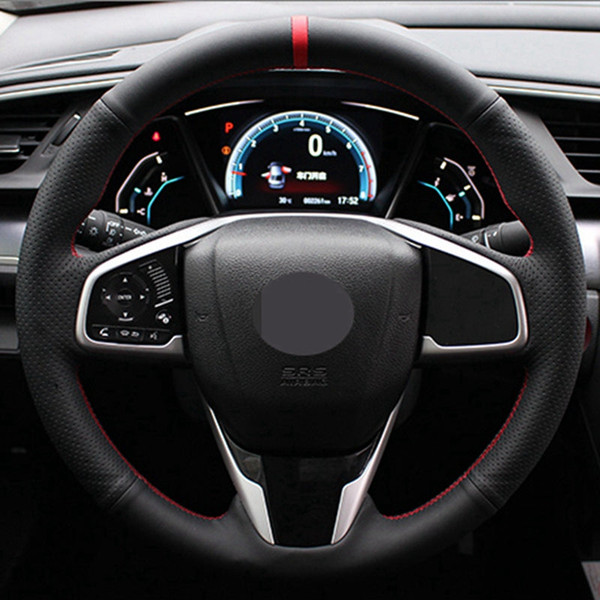 Mazda + Honda Civic 10 CRV Clarity 2016-2019 Steering Wheel Cover Black Thread