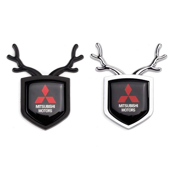 2pcs Mitsubishi Logo Shield Antler Emblems