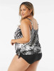 BEACH HOUSE PLUS SIZE SARAH SIDE TIE BLOUSON TANKINI - ABSTRACT PALM (20W-24W)