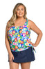MAXINE HULA HOLIDAY BANDED SCOOP BLOUSON TANKINI (16W-22W)