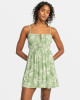 ROXY LA VIDA MINI DRESS - OIL GREEN LEAVIN