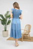 BLU PEPPER CHAMBRAY TIERED MIDI  DRESS