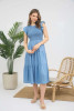 BLU PEPPER CHAMBRAY TIERED MIDI  DRESS