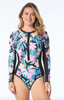 BEACH HOUSE SPORT SCULPT LONG SLEEVE ZIP FRONT ONE PIECE - WILD CALYPSO