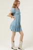 ANGIE V-NECK SMOCKED BUST PUFF SLEEVE SHORT DRESS