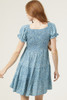 ANGIE V-NECK SMOCKED BUST PUFF SLEEVE SHORT DRESS