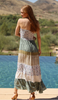 ANGIE SMOCKED STRAPLESS MIXED PRINT MAXI DRESS