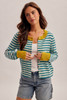 HEM & THREAD COLORBLOCK STRIPE BUTTON DOWN CARDIGAN