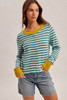 HEM & THREAD COLORBLOCK STRIPE BUTTON DOWN CARDIGAN