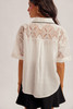 HEM & THREAD CONTRAST PIPING LACE BUTTON DOWN TOP