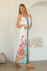 SKIES ARE BLUE FLORAL BORDER BUTTON FRONT MAXI DRESS