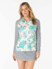 BEACH HOUSE KAREN TEXTURED ZIP FRONT RASHGUARD - DIAMOND MEADOWS