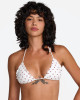 RVCA DOT RUFFLE HALTER TRIANGLE BIKINI TOP