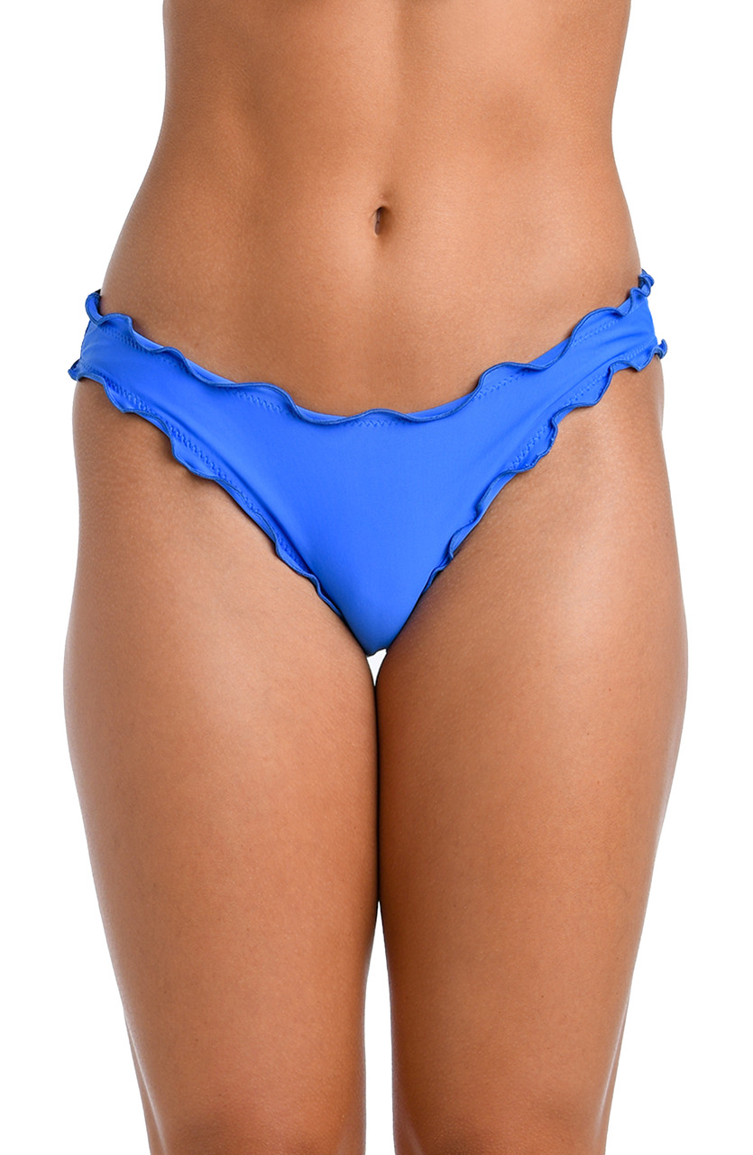 24th & Ocean Solid Mid Waist Hipster Bikini Swimsuit Bottom