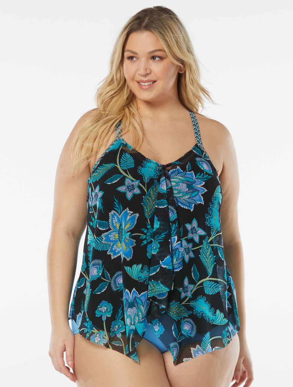 BEACH HOUSE PLUS SIZE KERRY MESH LAYER UNDERWIRE TANKINI - VINEYARD FLORAL  (18W-22W) - Birthday Suits
