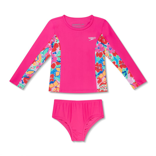 SPEEDO GIRLS TODDLER LONG SLEEVE RASHGUARD SET 12M-3T
