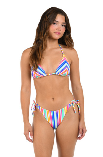 CITRUS SHORE & SEA STRIPE SEAMED TRIANGLE TOP