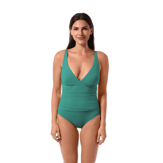 JANTZEN SOLID PATTY SURPLICE ONE PIECE