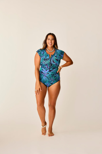 CARVE DESIGNS PRINTED ALL DAY ONE PIECE - BLUE OASIS