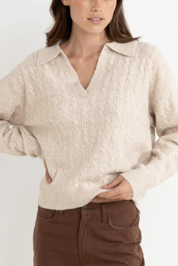 RHYTHM LEXIE V-NECK COLLARED JUMPER