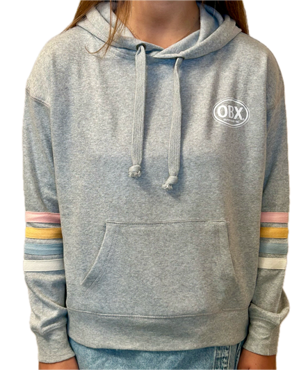 OBX HEATHER FLEECE WITH STRIPES HOODED SWEATSHIRT