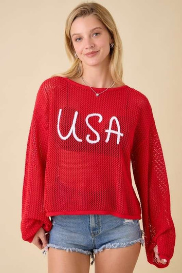 MAINSTRIP USA ROPE EMBROIDERED  LONG SLEEVE TOP