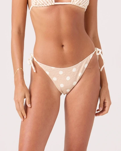 ROXY PUKA DOTS TIE SIDE CHEEKY BIKINI BOTTOM