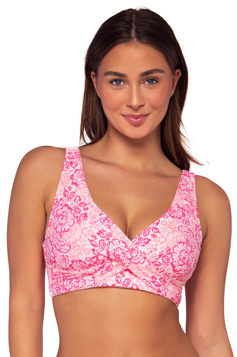 SUNSETS PRINTED ELSIE TOP (D-DD CUP) - CORAL COVE